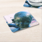 天使の顔 – ブロンズ像コースター スクエアペーパーコースター (アングル)