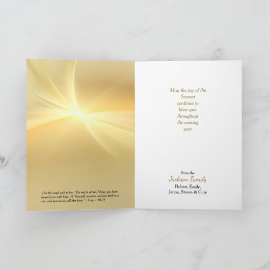 天使の顕現 ヴィンテージ アート クリスマス カード (内部)