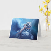 天使の飛んでいるで白いトラ カード (黄色い花)