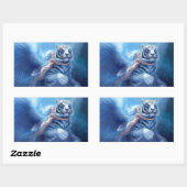 天使の飛んでいるで白いトラ 長方形シール (シート)