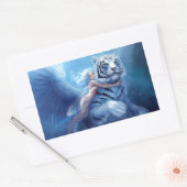 天使の飛んでいるで白いトラ 長方形シール (封筒)