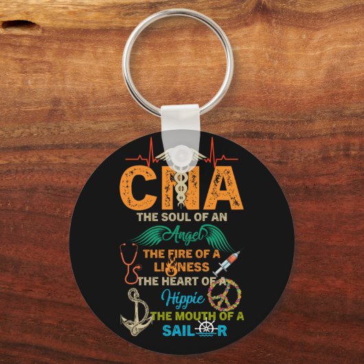 天使の魂を獅子の火の中に持ち込む キーホルダー (正面)