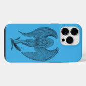 天使の黒と青のデザイン iPhoneケース (裏面横)