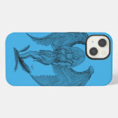 天使の黒と青のデザイン iPhoneケース (裏面横)
