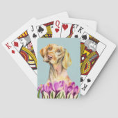 天使の| Vizslaの犬およびクロッカスの水彩画 トランプ (裏面)