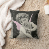 天使のBouguereauの男の子の蝶妖精の版木、銅版、版画 クッション (ブランケット)