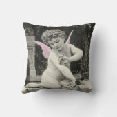 天使のBouguereauの男の子の蝶妖精の版木、銅版、版画 クッション (裏面)