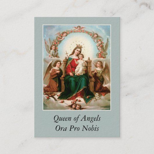 天使のMemorareの祈りの言葉の神聖なカードのメリー女王 名刺 (正面)