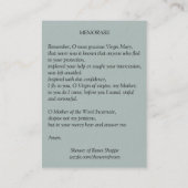 天使のMemorareの祈りの言葉の神聖なカードのメリー女王 名刺 (裏面)