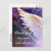 天使はあなたと共に歩く ガーディアンエンジェル 翼 引用 アート ポストカード (正面/裏面)