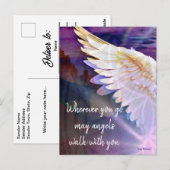 天使はあなたのそばを歩く ガーディエンエンジェルの翼 引用アート ポストカード (正面/裏面)