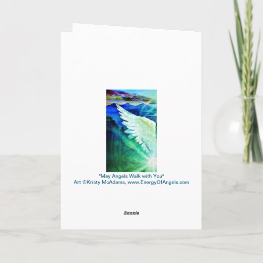 天使はあなたのそば歩く 守護天使 青い翼のメモ カード (裏面)