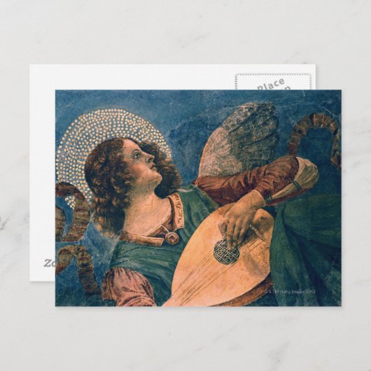 天使はメロッツォ・ダ・フォリのミュージシャンとして描かれる ポストカード (正面/裏面)