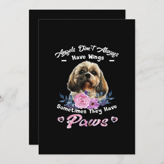 天使は必ずしも翼を持たないシーズー(犬)図 サンキューカード (正面/裏面)