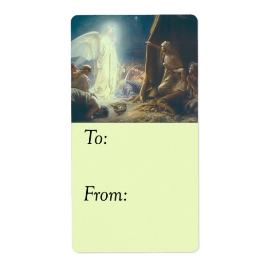 天使は羊飼いのヴィンテージのギフトのラベルを訪問します ラベル (正面)