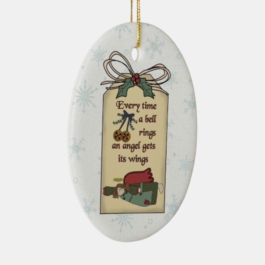 天使は翼のギフトのラベルのオーナメントを得ます セラミックオーナメント (右)