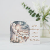 天使は、あなたの北欧のスタイルクリスマスを見守る ポストカード (スタンド正面)