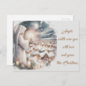 天使は、あなたの北欧のスタイルクリスマスを見守る ポストカード (正面/裏面)