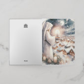 天使は、あなたの北欧のスタイルクリスマスを見守る 箔グリーティングカード (外側レイダウン)