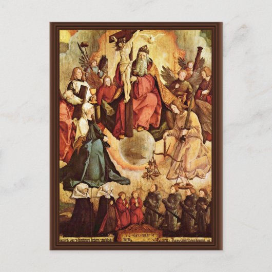 天使や聖徒、その創始者との聖なる三位一体 ポストカード (正面)