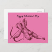 天使をピンクバレンタインデーのカードでキューピッド ポストカード (正面/裏面)
