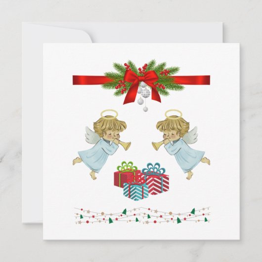 天使を使ったクリスマスデザイン カード (正面)