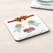 天使を使ったクリスマスデザイン コースター (左側)