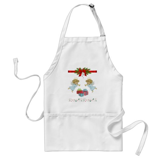 天使を使ったクリスマスデザイン スタンダードエプロン (正面)