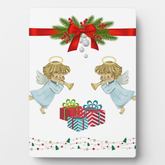 天使を使ったクリスマスデザイン フォトプラーク (正面)