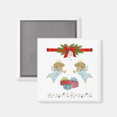 天使を使ったクリスマスデザイン マグネット (正面/裏面)