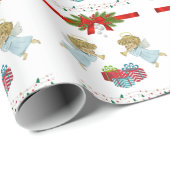 天使を使ったクリスマスデザイン ラッピングペーパー (ロールコーナー)