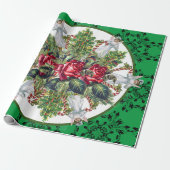 天使を包むクリスマスバラのクリスマスツリー ラッピングペーパー (アンロールド)