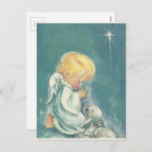 天使を祈るヴィンテージのクリスマス シーズンポストカード (正面/裏面)