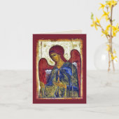 天使ガブリエル・ビザンチン・クリスチャン・アート カード (黄色い花)