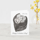 天使キスをする、白黒デザイン カード (黄色い花)