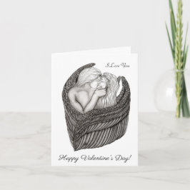 天使キスをする、白黒デザイン カード