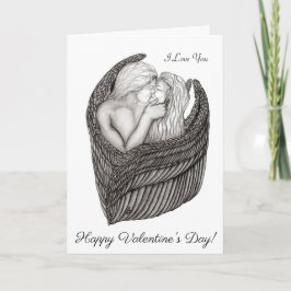 天使キスをする、白黒デザイン カード