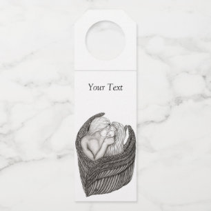 天使キスをする、白黒デザイン ボトルネックタグ