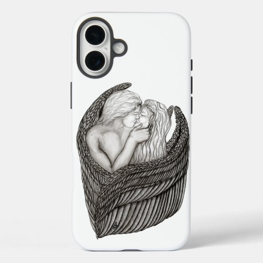 天使キスをする、白黒デザイン Case-Mate iPhoneケース (裏面)