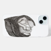 天使キスをする、白黒デザイン Case-Mate iPhoneケース (裏面 (横))