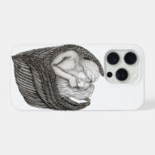 天使キスをする、白黒デザイン iPhoneケース (裏面横)