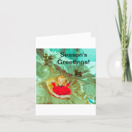 天使ケルブかわいらしのクリスマスカード。 サンキューカード