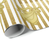 天使ストライプ金ゴールドフェイクお祝い ラッピングペーパー (ロールコーナー)