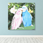 天使トランペットに対するピンクとブルーのブディーズ キャンバスプリント (インサイチュ (ウッドフロア))