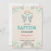 天使バプテスマの誕生日テーマパーティーの招待 招待状 (正面)