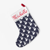 天使パターンが付いているパーソナライズなクリスマスのストッキング スモールクリスマスストッキング (裏面 (吊り時))