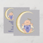 天使ベイビー男の子シャワー 招待状 (正面/裏面)
