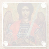 天使ミハエル、ギリシャ語、18世紀のアイコン ガラスコースター (裏面)