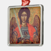 天使ミハエル、ギリシャ語、18世紀のアイコン メタルオーナメント (左)