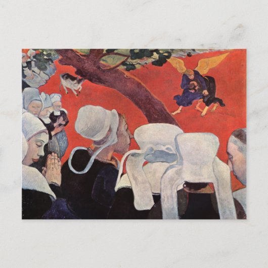 天使レスリングとヤコブ，ポール・ゴーギャン ポストカード (正面)